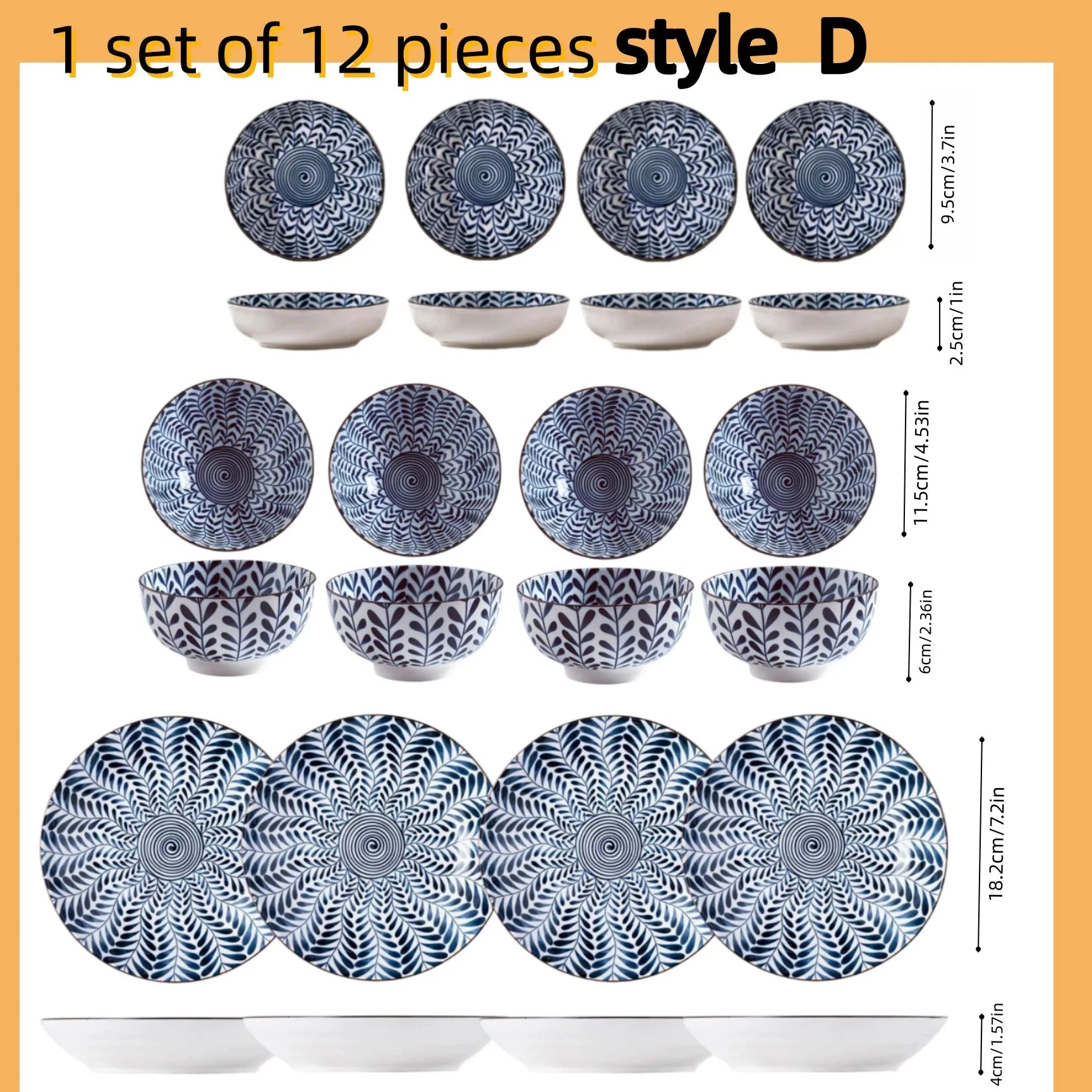 Japanese - style blue and white hand - painted 4.5 - inch ceramic bowl, retro - style rice bowl for home use. | Kimlud...