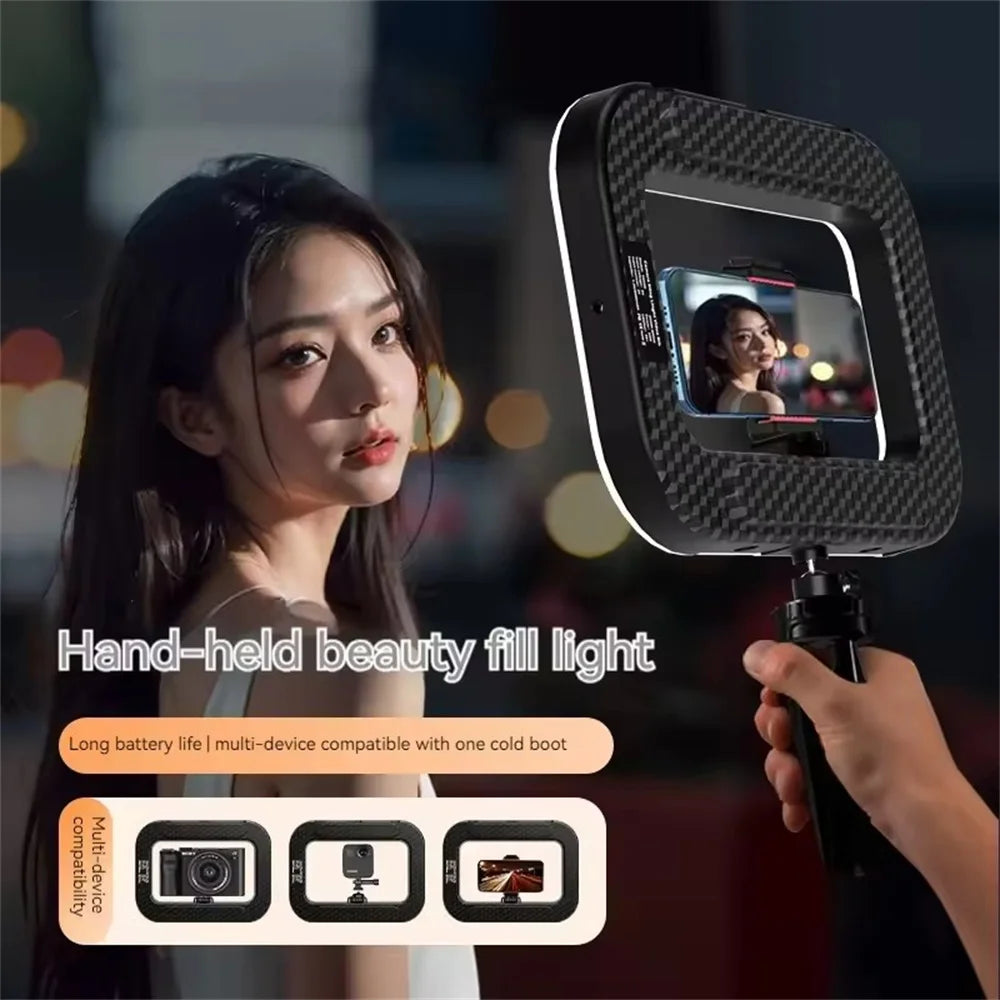 Roreta New Handheld Ring LED Rechargeable Portable Mobile Phone Live Broadcast Photography Desktop Rabbit Cage Selfie fill Light