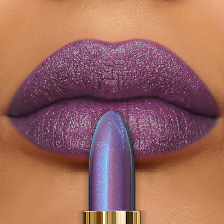1PC Sexy Color Glitter Lipstick Flash Lasting Easy Color Diamond Lip Tint Shiny Metallic Lip Makeup Gifts for Women Lip Gloss