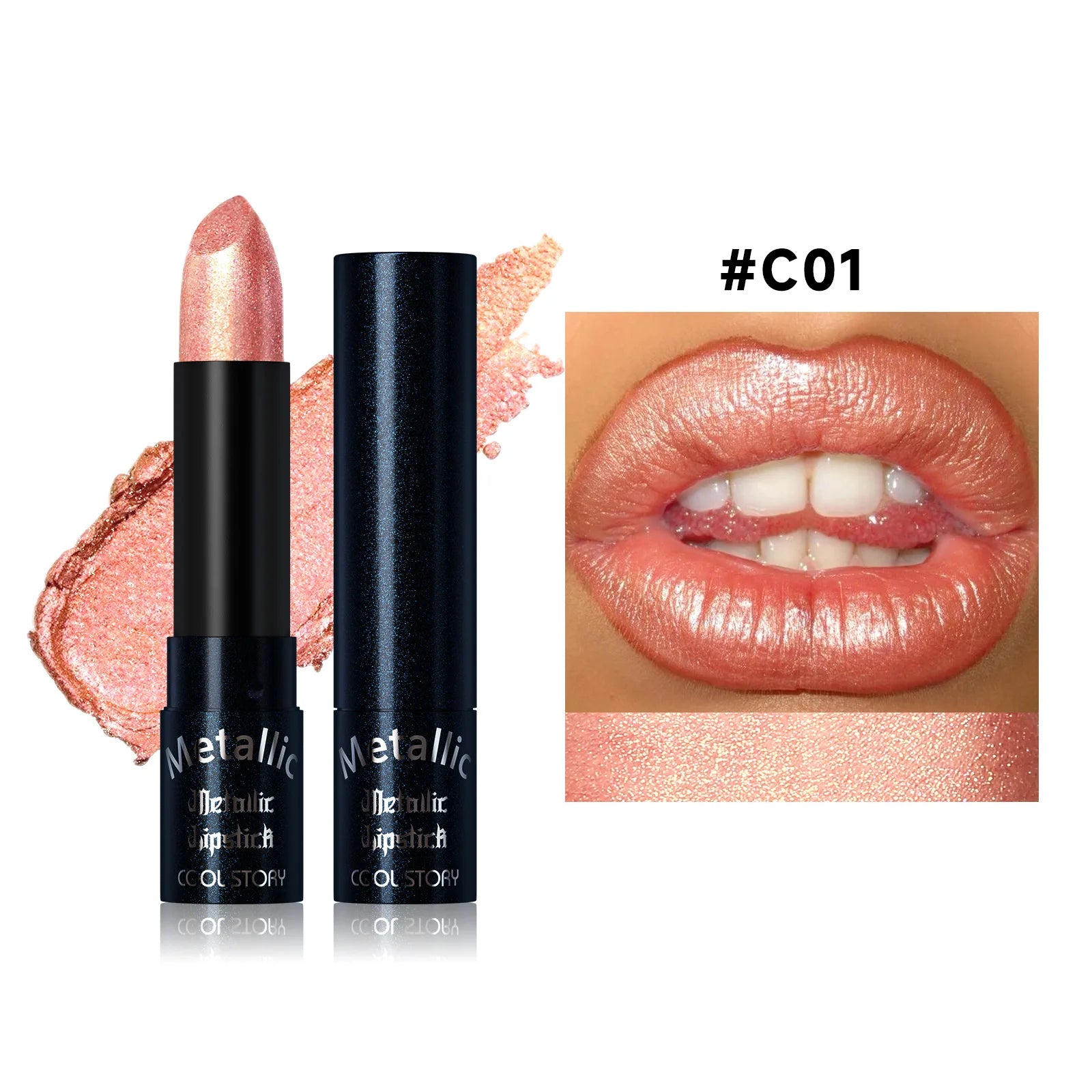 15Colors Metallic Glitter Lipstick Waterproof Lasting Diamond Pearlescent Metallic Lipstick Blue Lip Gloss Women Makeup Cosmetic