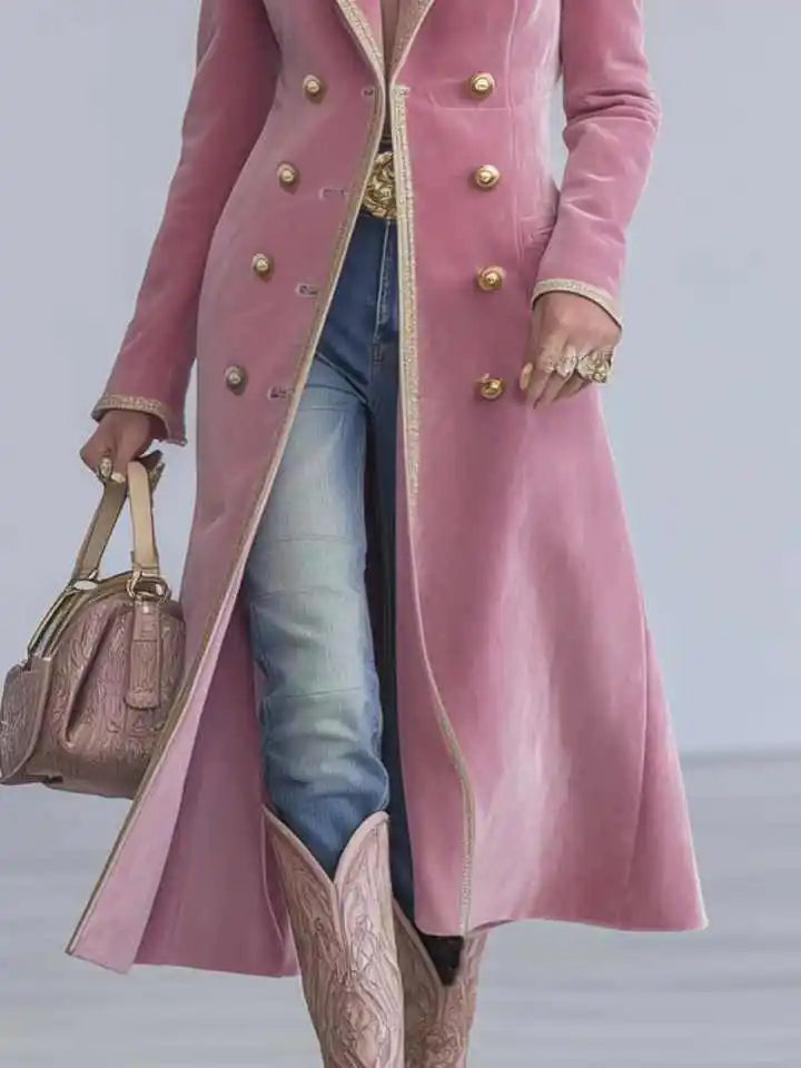 Temperament Women Long Jacket Double Breasted Notch Collar Ladies Prom Evening Formal Occasions Wear Custom Made