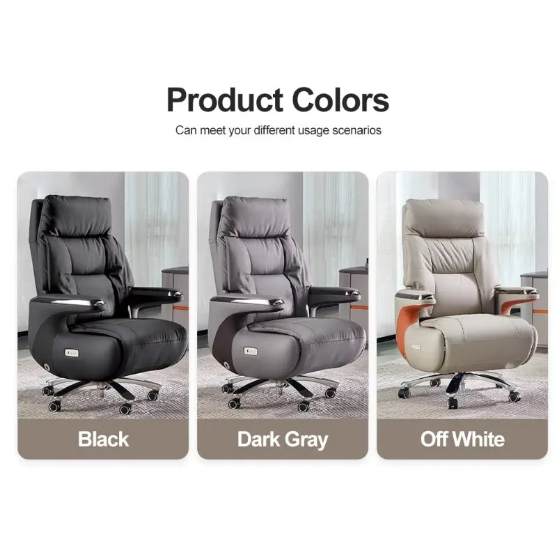 Contemporary Executive Recliner Chair Luxury Black Synthetic Leather Office Furniture Massage Feature for Boss Office Workers - Kimlud