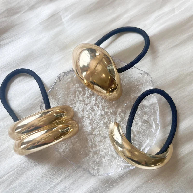 2024 New Simple U-shaped Matal Hair Rope Advanced Design Sense Gold Elastic Hair Bands Hair Accessories For Women