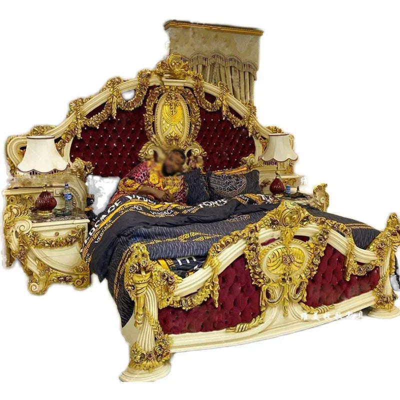 European Double Queen Bed Headboards Vintage Square Romantic Simple Trendy Unusual Bed Light Luxury Beliche Lounge Furniture - Kimlud