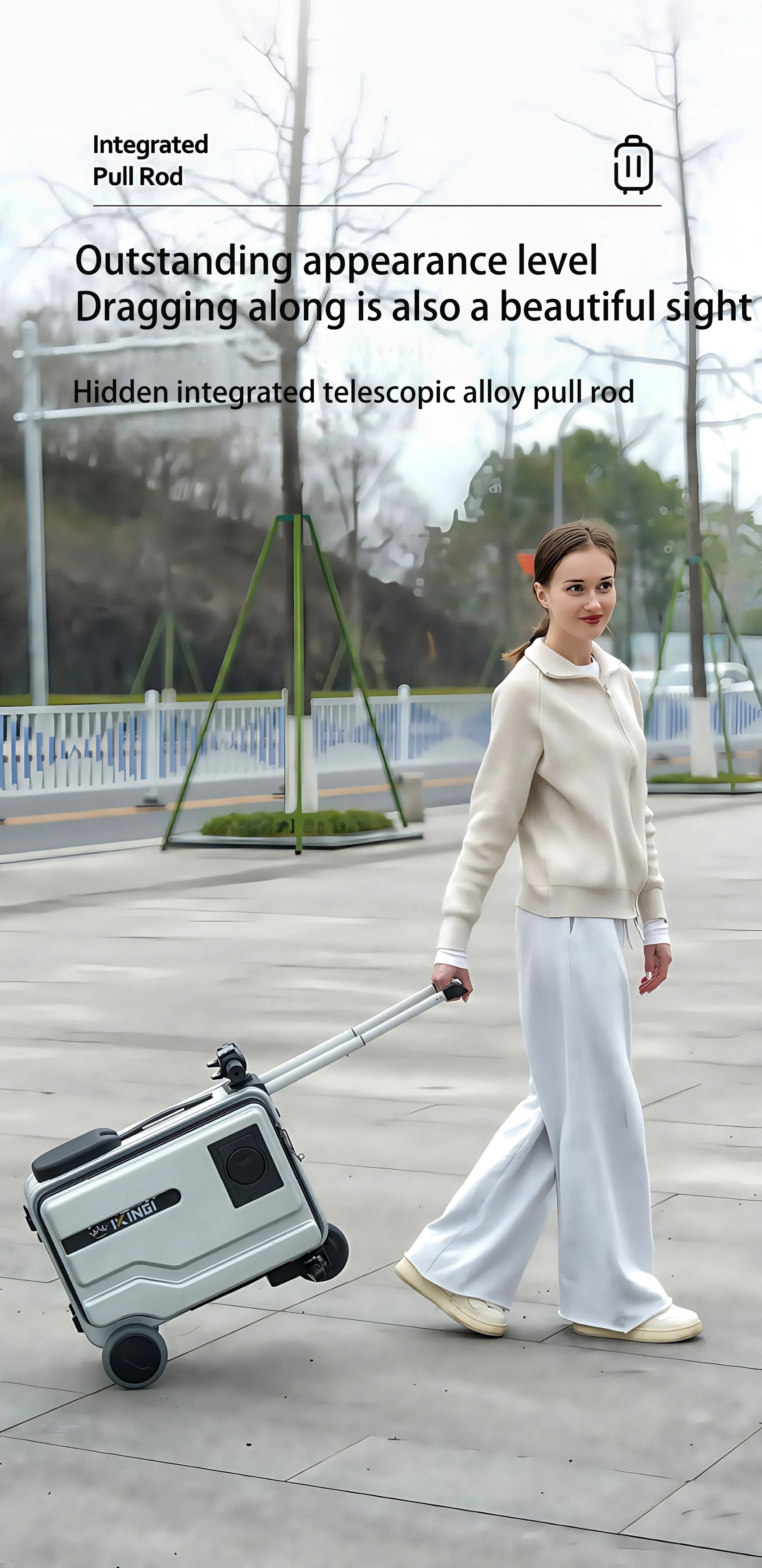 Deluxe Electric Scooter Luggage Children's Cabin Portable Smart Luggage Comfortable Seat Silver Trolley Multipurpose Bag...