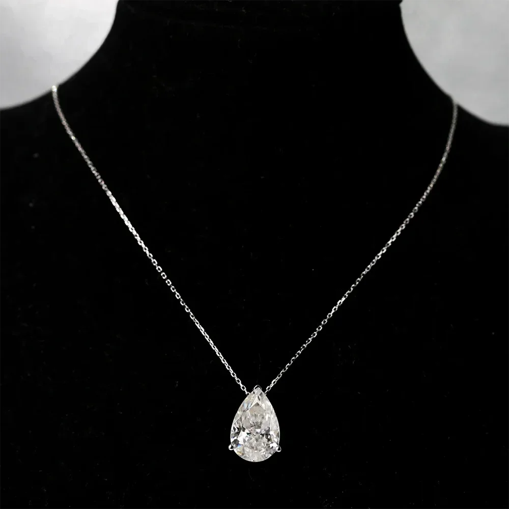 1/2/3/4CT Water Drop Moissanite Pendant Necklace for Women Certified 925 Silver Pear Cut Solitaire Diamond Pendant Neckchain