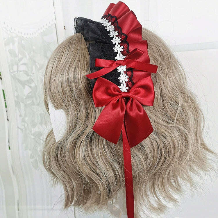Anime Maid Lovely Sweet Headband Lolita Maid Lace Flower Headwear Cosplay Hair Hoop Hand Made for Girls Gift Hair Accessory