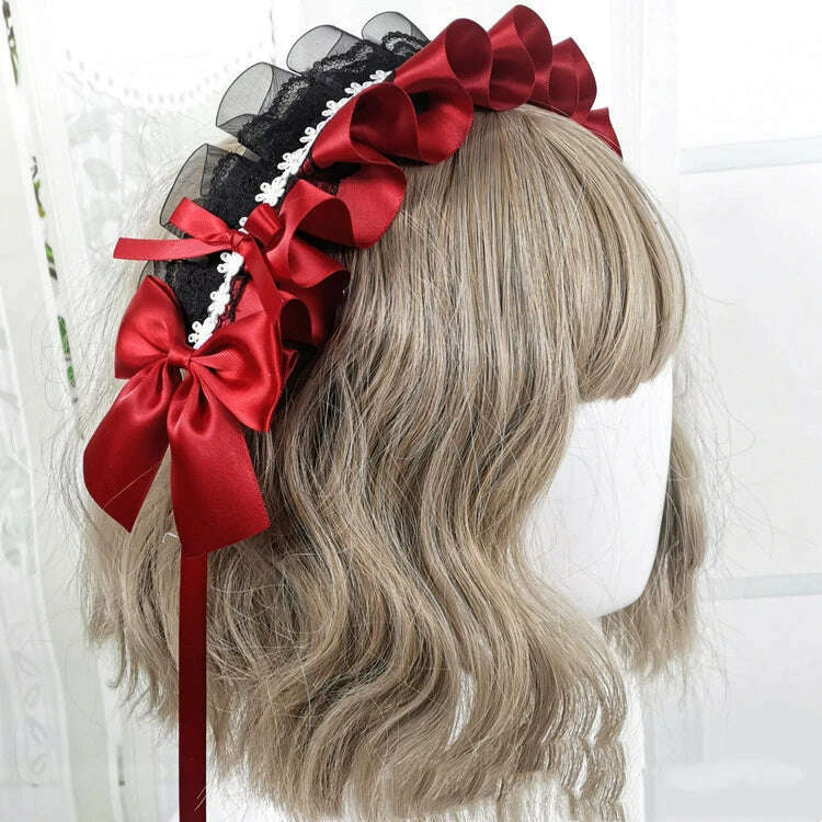 Anime Maid Lovely Sweet Headband Lolita Maid Lace Flower Headwear Cosplay Hair Hoop Hand Made for Girls Gift Hair Accessory