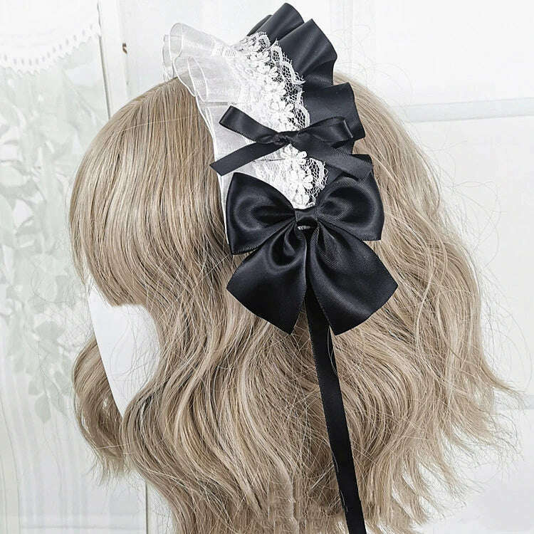Anime Maid Lovely Sweet Headband Lolita Maid Lace Flower Headwear Cosplay Hair Hoop Hand Made for Girls Gift Hair Accessory