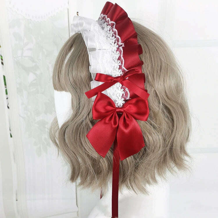 Anime Maid Lovely Sweet Headband Lolita Maid Lace Flower Headwear Cosplay Hair Hoop Hand Made for Girls Gift Hair Accessory