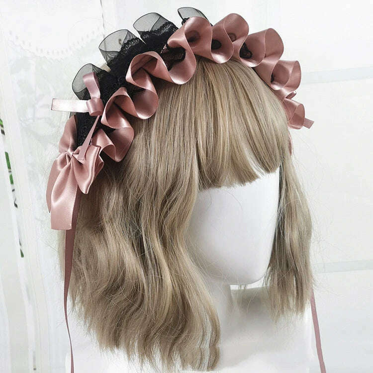 Anime Maid Lovely Sweet Headband Lolita Maid Lace Flower Headwear Cosplay Hair Hoop Hand Made for Girls Gift Hair Accessory