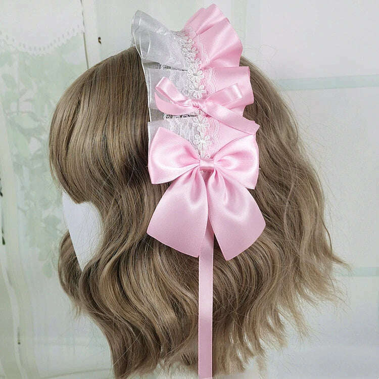 Anime Maid Lovely Sweet Headband Lolita Maid Lace Flower Headwear Cosplay Hair Hoop Hand Made for Girls Gift Hair Accessory
