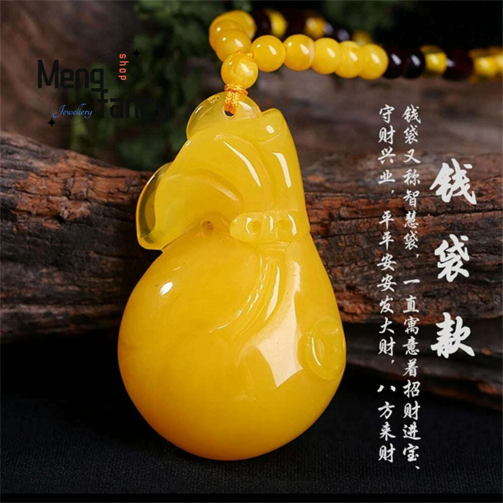 Beeswax Amber Chicken Oil Yellow Water Drop Rose Flower Money Bag Gourd Cabbage Pendant Natural Exquisite Fashion Fine Jewelry