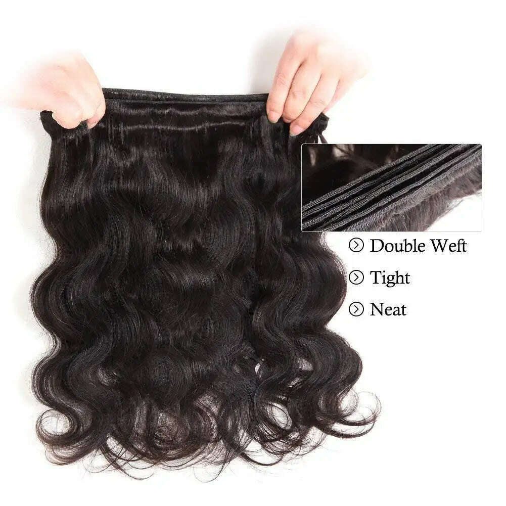 Body Wave Bundles Human Hair Brazilian Virgin Hair Loose Body Wave Extensions Unprocessed Human Hair Wavy Bundles Natural Black