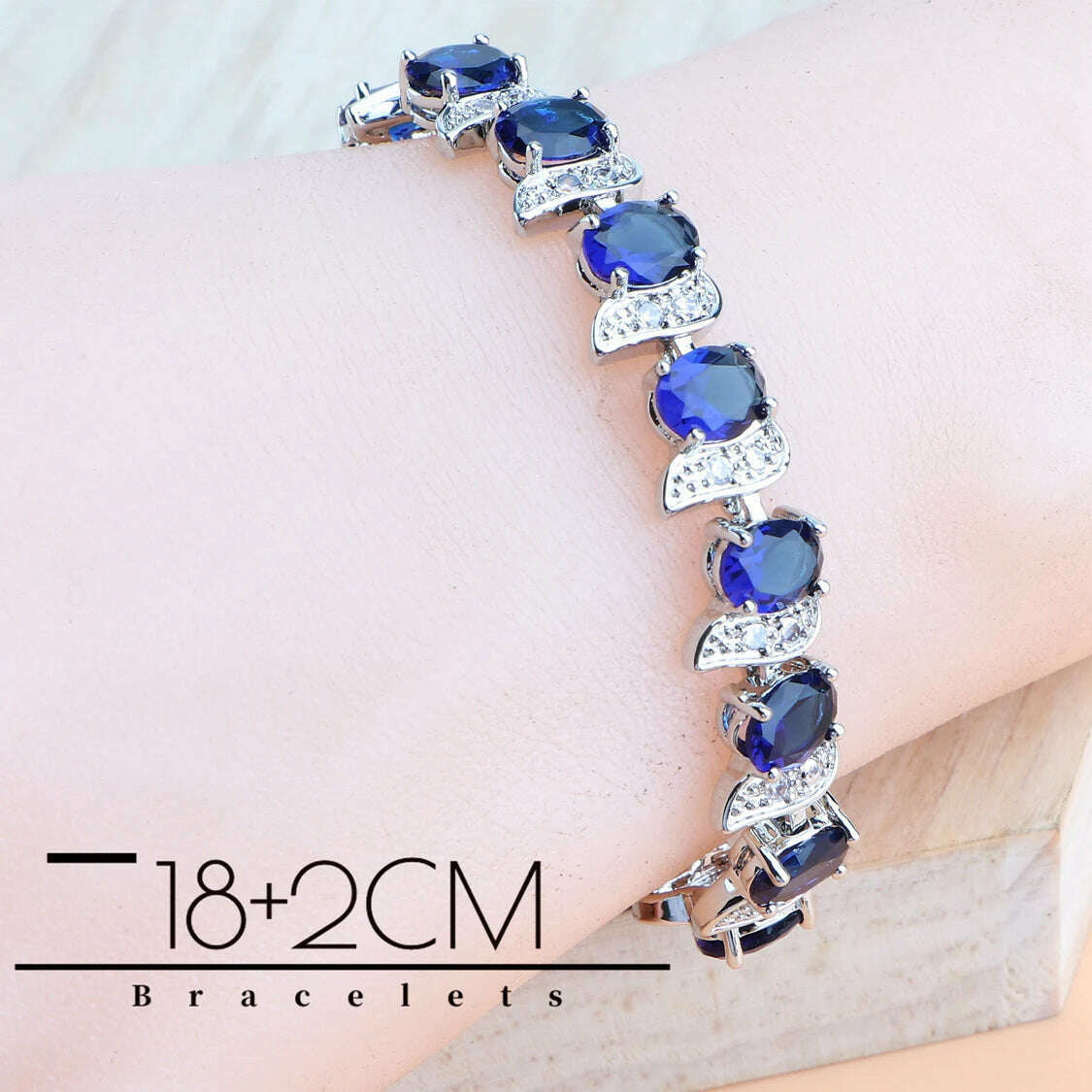 Bridal Jewelry Sets Silver 925 Wedding Jewelry Blue Zirconia For Women Rings Pendant Necklace Earrings Stones Bracelets Set