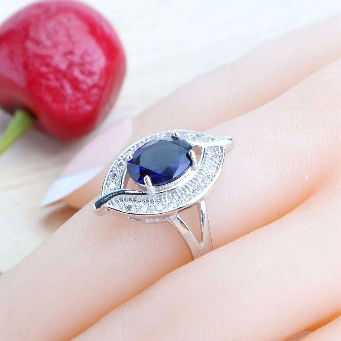 Bridal Jewelry Sets Silver 925 Wedding Jewelry Blue Zirconia For Women Rings Pendant Necklace Earrings Stones Bracelets Set