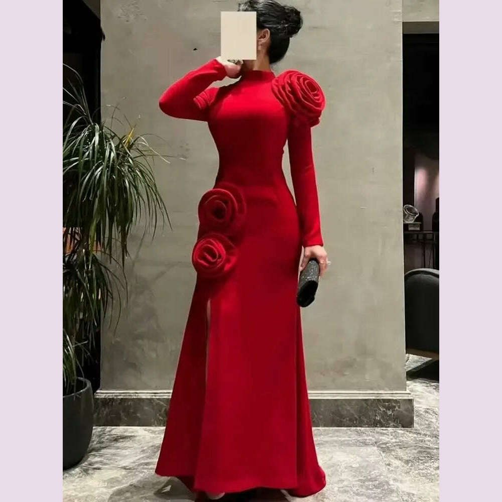 Customized Prom Dresses Exquisite Retro High quality Jersey Handmade Flower Sheath Jewel Long Dresses Simple Sexy