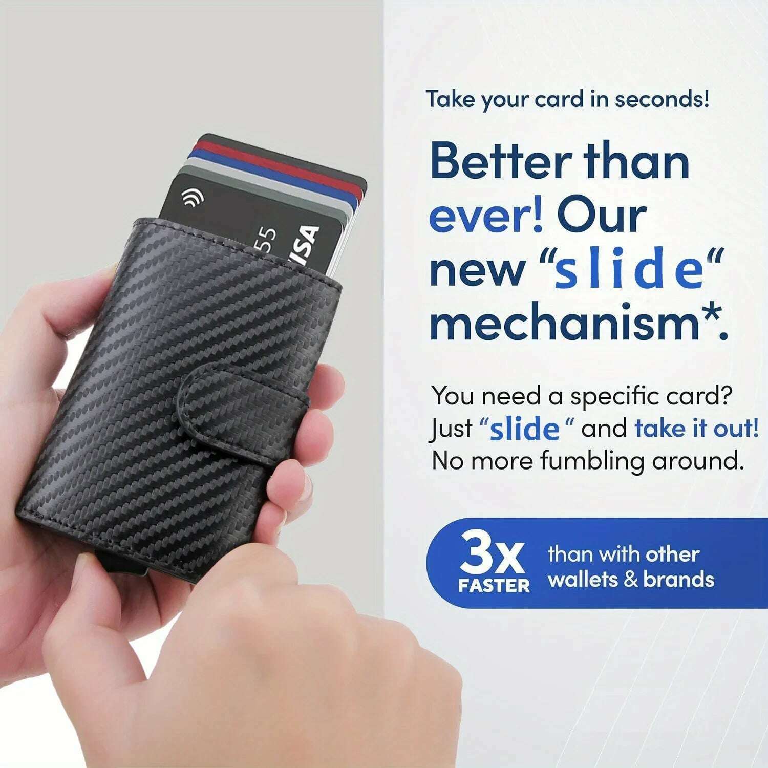 DIENQI Carbon Fiber Rfid Wallet Male Money Card Holder Pocket Mini Wallet Women Men Smart Purses Automatic Pop Up Valet Walet