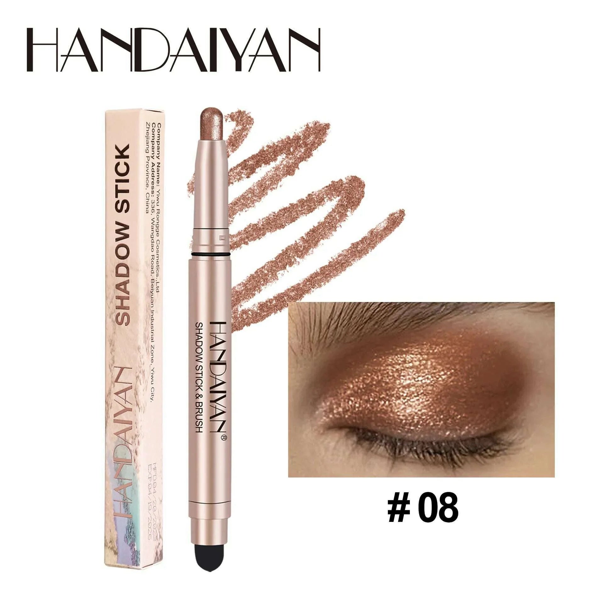 Double-head Eyeshadow Stick Diamond Shimmer Highlighter Pencil Pearl Pigment Long Lasting Cream Eye Shadow Matte Brush Pen