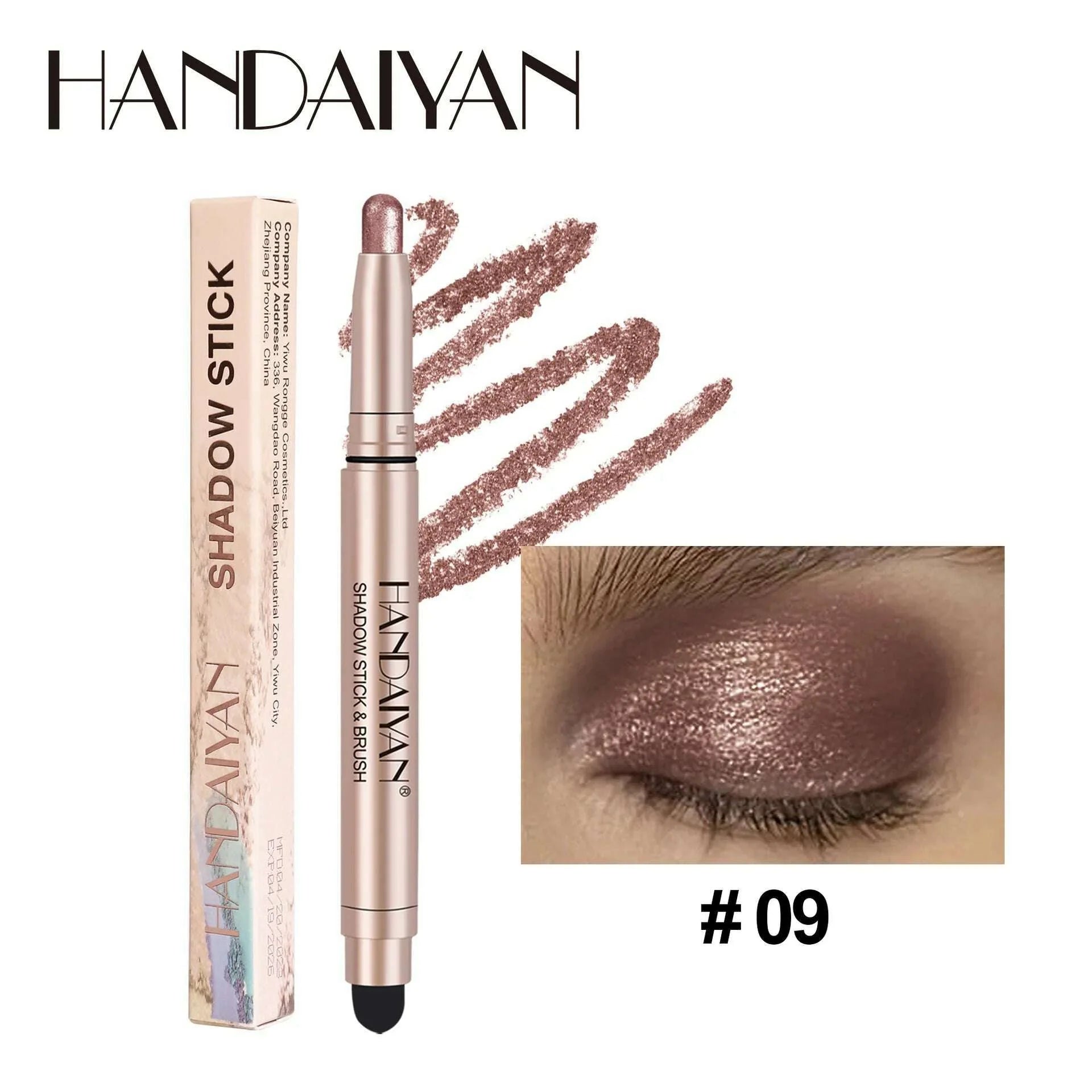 Double-head Eyeshadow Stick Diamond Shimmer Highlighter Pencil Pearl Pigment Long Lasting Cream Eye Shadow Matte Brush Pen