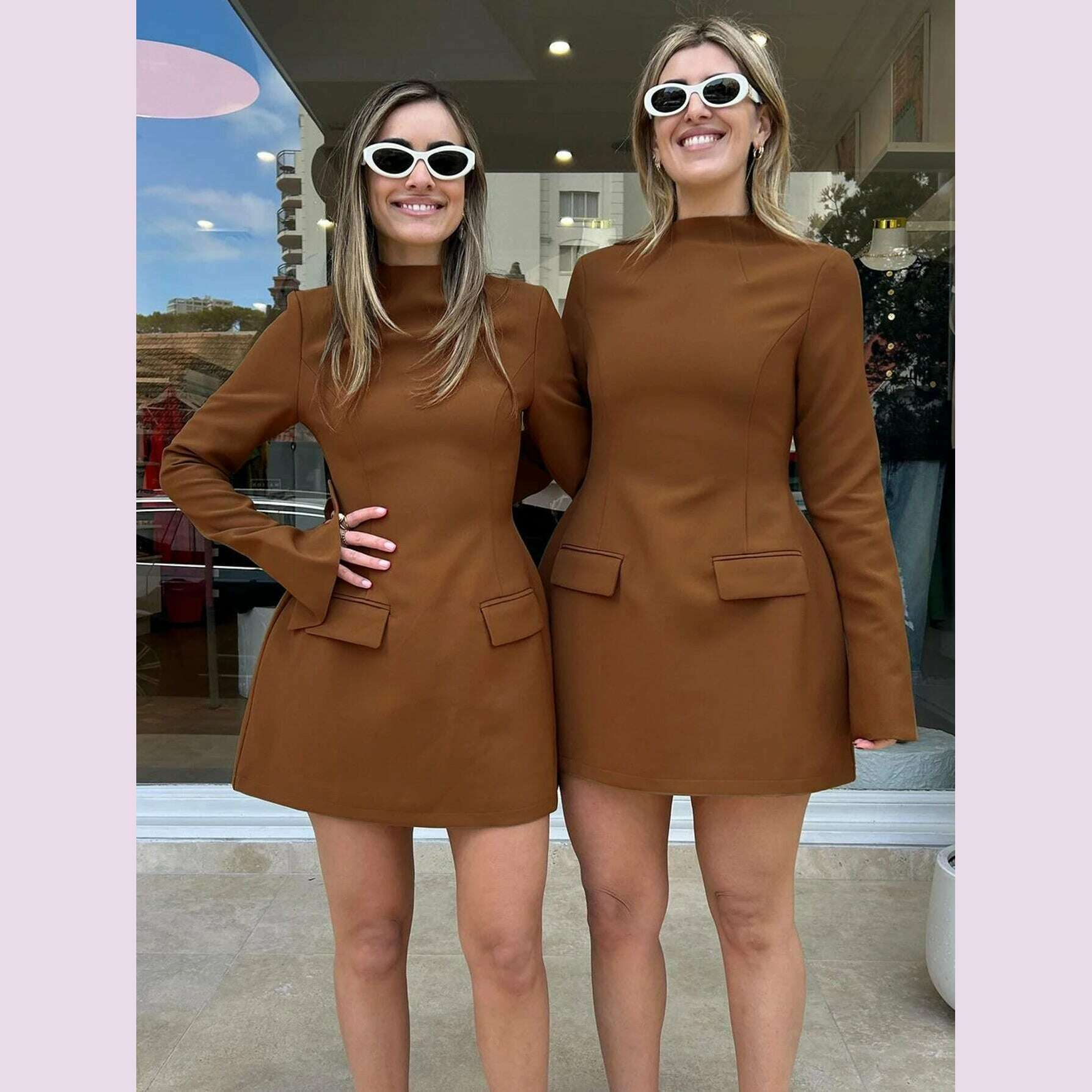 Dulzura Long Sleeves Zipper Bodycon Mini Dress With Pocket Solid Elegant Outfit Office Streetwear Women’S Autumn Winter Clothes