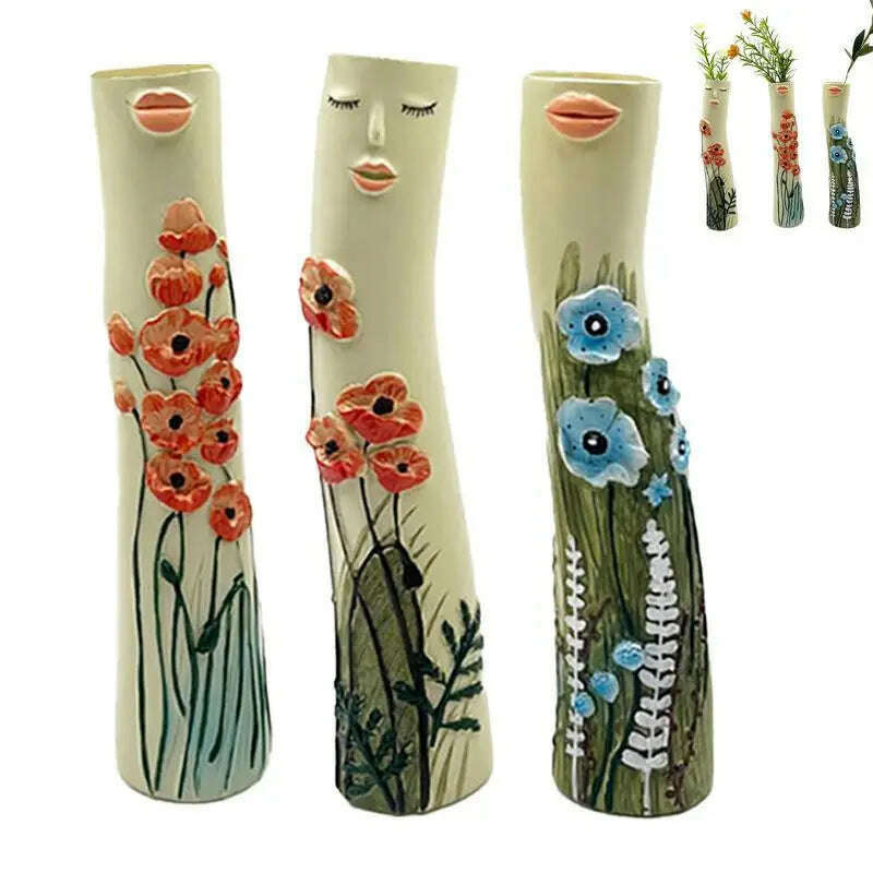 Family Flower Vases Family Bud Vases Boho Flower Plant Holder Cute Girls Face Vase Family Vase Ornament Romantic Decorative