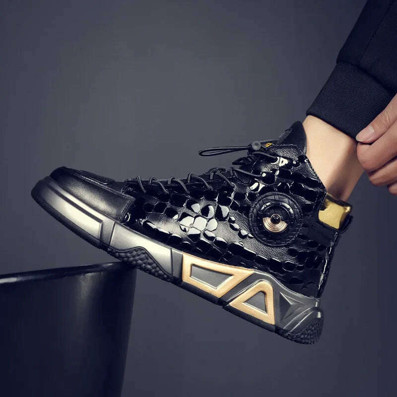 Fashion High Top Leather Casual Sneaker Men Black Platform Sneakers Luxury Designer Superstar Shoes Men Hip Hop Streetwear Shoes