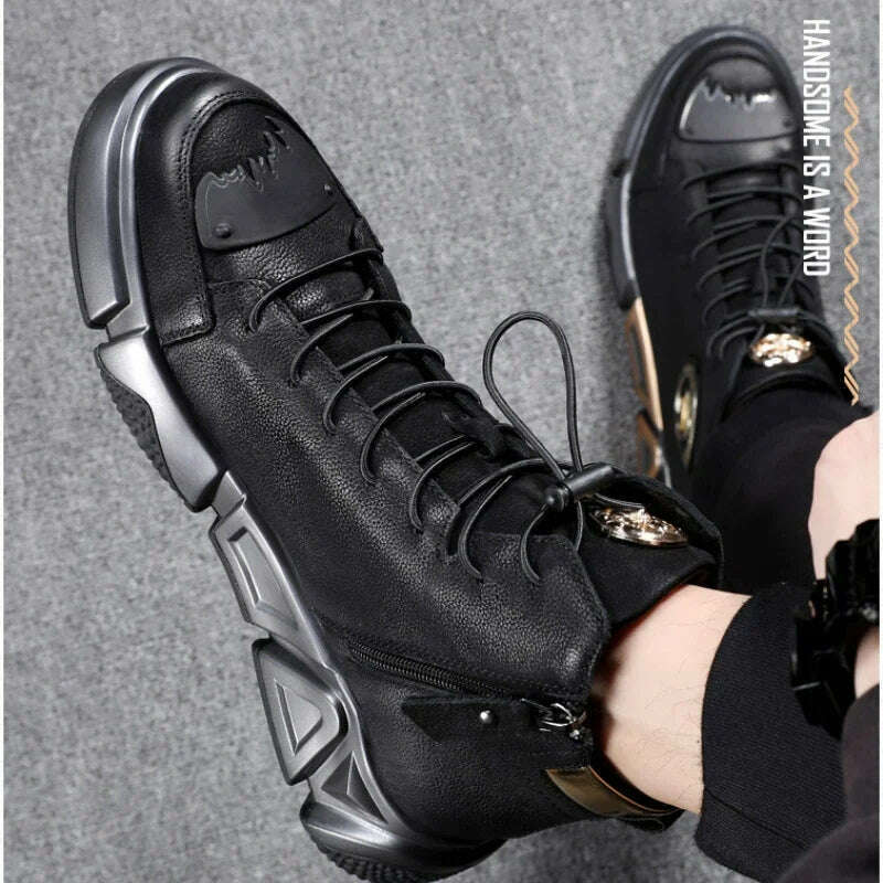 Fashion High Top Leather Casual Sneaker Men Black Platform Sneakers Luxury Designer Superstar Shoes Men Hip Hop Streetwear Shoes