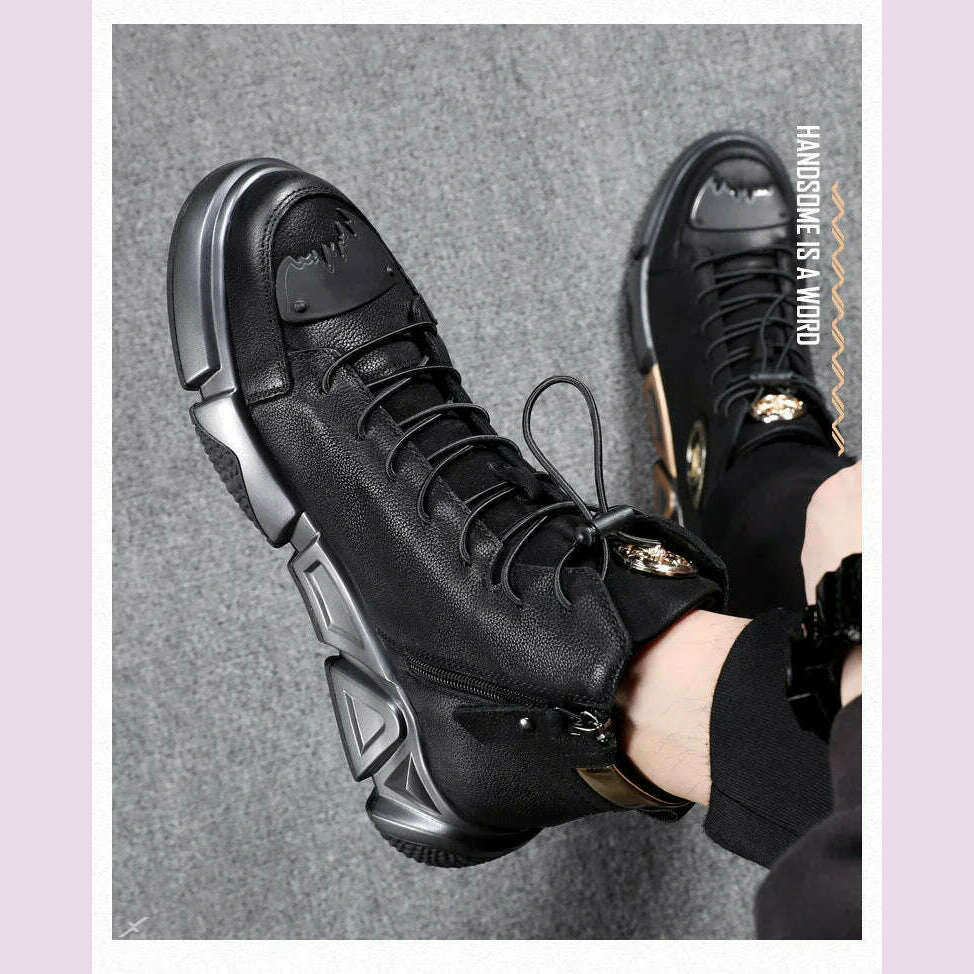 Fashion High Top Leather Casual Sneaker Men Black Platform Sneakers Luxury Designer Superstar Shoes Men Hip Hop Streetwear Shoes