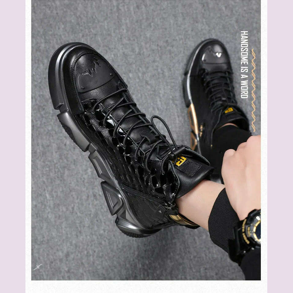 Fashion High Top Leather Casual Sneaker Men Black Platform Sneakers Luxury Designer Superstar Shoes Men Hip Hop Streetwear Shoes