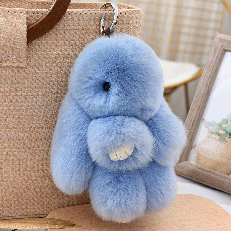 Fashion Pendant Bag Car Charm Tag Cute Mini Rabbit Toy Doll Real Fur Monster Keychains 100% Real Genuine Rex Rabbit Fur Keychai