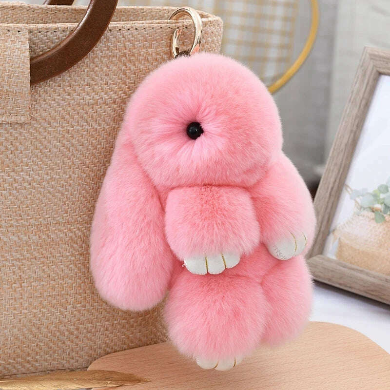 Fashion Pendant Bag Car Charm Tag Cute Mini Rabbit Toy Doll Real Fur Monster Keychains 100% Real Genuine Rex Rabbit Fur Keychai