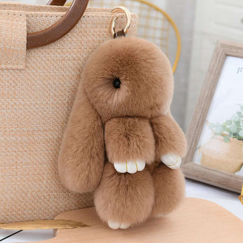 Fashion Pendant Bag Car Charm Tag Cute Mini Rabbit Toy Doll Real Fur Monster Keychains 100% Real Genuine Rex Rabbit Fur Keychai