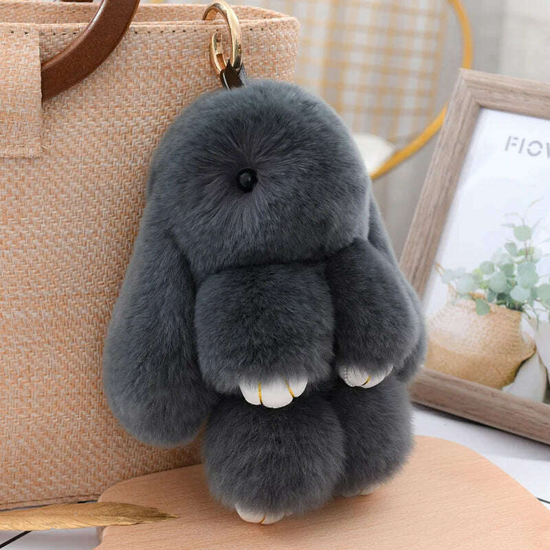 Fashion Pendant Bag Car Charm Tag Cute Mini Rabbit Toy Doll Real Fur Monster Keychains 100% Real Genuine Rex Rabbit Fur Keychai