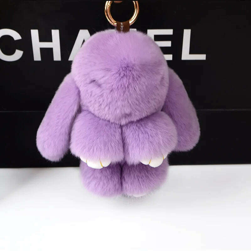 Fashion Pendant Bag Car Charm Tag Cute Mini Rabbit Toy Doll Real Fur Monster Keychains 100% Real Genuine Rex Rabbit Fur Keychai