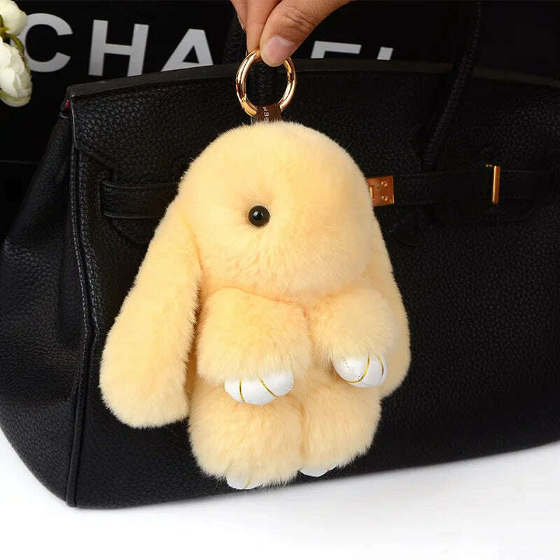 Fashion Pendant Bag Car Charm Tag Cute Mini Rabbit Toy Doll Real Fur Monster Keychains 100% Real Genuine Rex Rabbit Fur Keychai