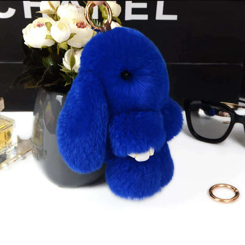 Fashion Pendant Bag Car Charm Tag Cute Mini Rabbit Toy Doll Real Fur Monster Keychains 100% Real Genuine Rex Rabbit Fur Keychai