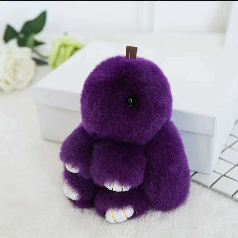 Fashion Pendant Bag Car Charm Tag Cute Mini Rabbit Toy Doll Real Fur Monster Keychains 100% Real Genuine Rex Rabbit Fur Keychai