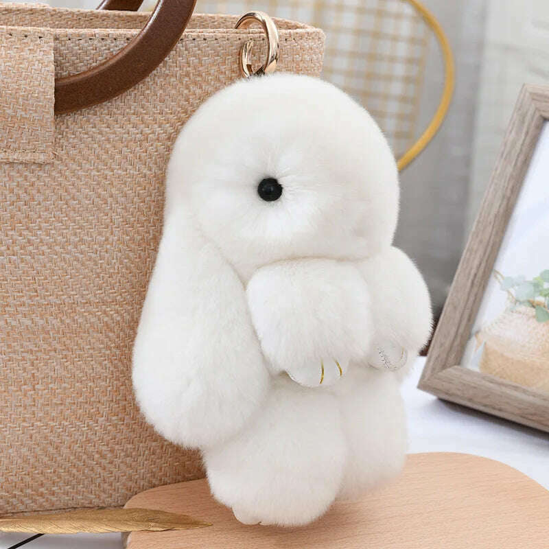 Fashion Pendant Bag Car Charm Tag Cute Mini Rabbit Toy Doll Real Fur Monster Keychains 100% Real Genuine Rex Rabbit Fur Keychai