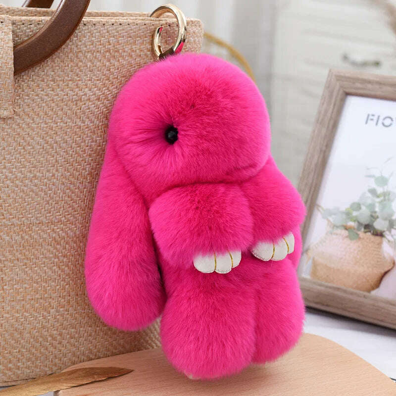 Fashion Pendant Bag Car Charm Tag Cute Mini Rabbit Toy Doll Real Fur Monster Keychains 100% Real Genuine Rex Rabbit Fur Keychai