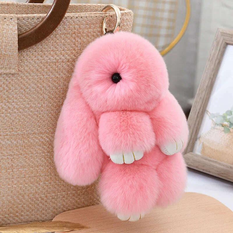 Fashion Pendant Bag Car Charm Tag Cute Mini Rabbit Toy Doll Real Fur Monster Keychains 100% Real Genuine Rex Rabbit Fur Keychai