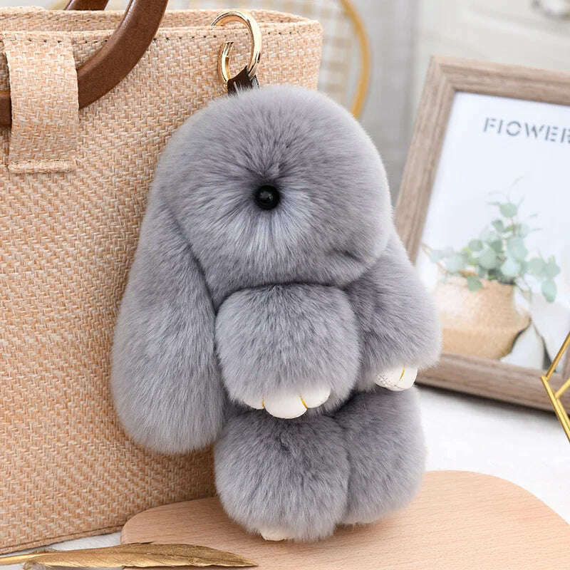 Fashion Pendant Bag Car Charm Tag Cute Mini Rabbit Toy Doll Real Fur Monster Keychains 100% Real Genuine Rex Rabbit Fur Keychai