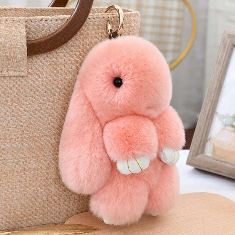 Fashion Pendant Bag Car Charm Tag Cute Mini Rabbit Toy Doll Real Fur Monster Keychains 100% Real Genuine Rex Rabbit Fur Keychai
