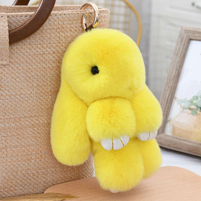 Fashion Pendant Bag Car Charm Tag Cute Mini Rabbit Toy Doll Real Fur Monster Keychains 100% Real Genuine Rex Rabbit Fur Keychai