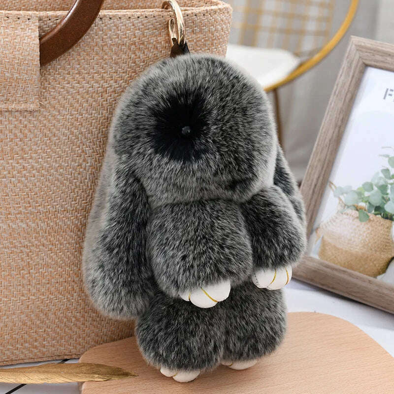 Fashion Pendant Bag Car Charm Tag Cute Mini Rabbit Toy Doll Real Fur Monster Keychains 100% Real Genuine Rex Rabbit Fur Keychai