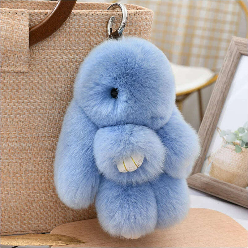 Fashion Pendant Bag Car Charm Tag Cute Mini Rabbit Toy Doll Real Fur Monster Keychains 100% Real Genuine Rex Rabbit Fur Keychai