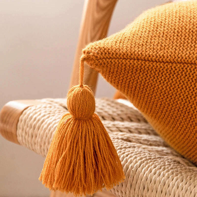 Floral Cuhion Cover 45x45cm Pillow Cove Pink Cream Yellow Green Tassels Acrylic Knit Home decoration Pillow Case For sofa Bed