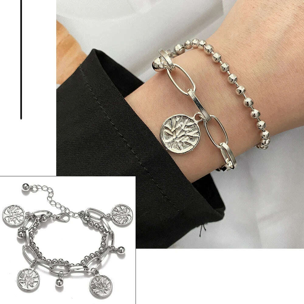 FNIO Bohemian Bracelets for Women Fashion Multilayer Beaded Chain Bracelets Set Charm Bracelet Bangles Jewelry Punk