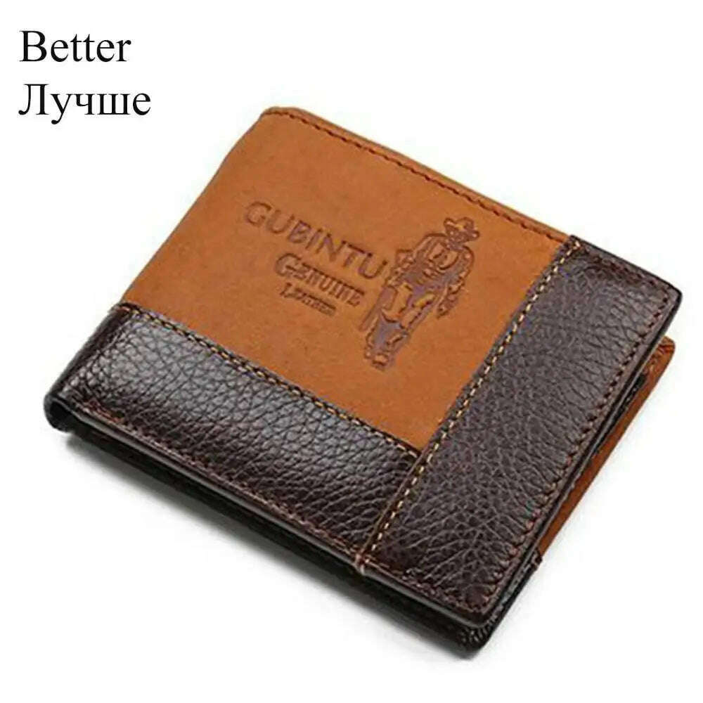 GUBINTU Genuine Leather Men Wallets Coin Pocket Zipper Real Men's Leather Wallet with Coin High Quality Male Purse Eagle cartera