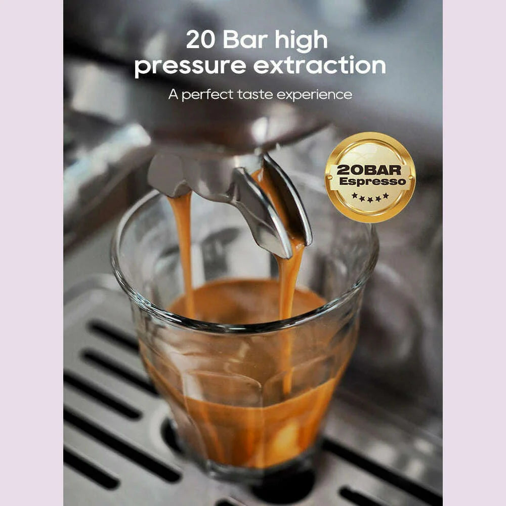 HiBREW 20Bar Semi Automatic Espresso Coffee Machine Temperature Adjustable 58mm Portafilter Cold/Hot Coffee Maker Metal CaseH10A